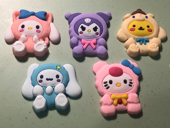 5pcs Lg Soft Animal Costume Themed Hello Kitty and friends Charm, Sanrio,  croc, DIY, Kawaii, Cabochon Charms, decoden rubber charms