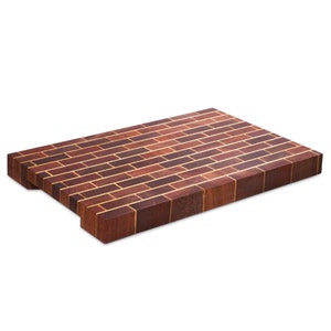 Beautiful Exotic Wood Cutting Board / Brick Pattern Wooden Butcher Block / Large Wooden Serving Board