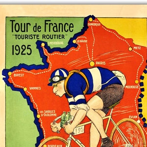 2# Poster Geïnspireerd door de Tour de France 1925 Oude Vintage Fietskaart van Frankrijk Foto Retro Advertentie Reproductie Foto