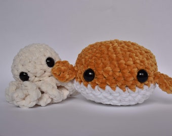 Peluche doudou baleine ou poulpe fait main en crochet