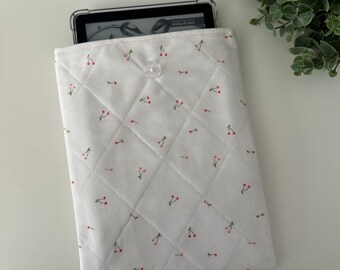 Kindle Dainty Cherry Print Handmade Quilted Sleeve, Kindle Sleeve, Kindle Pouch, Kindle Cover, Kindle Protection, Kindle Gift, E-Reader Case