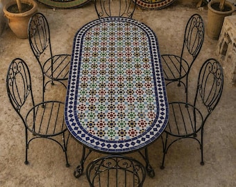 Moroccan mosaic oval table zellige dinig table indoor/outdoor garden set