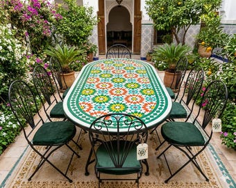 Marokkaanse mozaïek ovale tafel zellige eettafel binnen/buiten tuinset