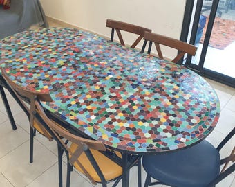 Handmade Moroccan Zellige Table – Custom Mosaic Table – Artisan Tile Table from Fes