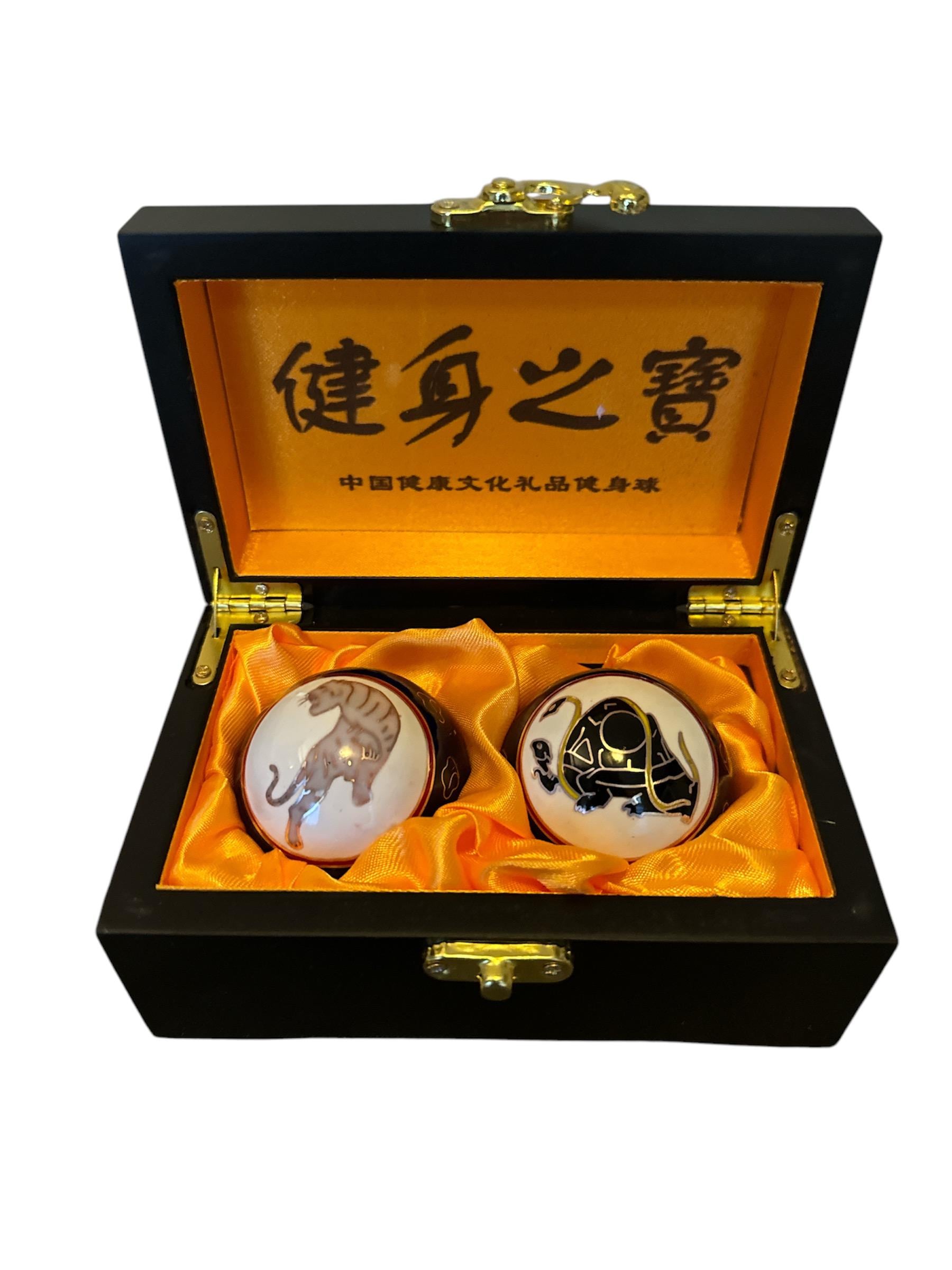 Meridian Baoding Balls - Unique Design - Old Chinese 5 Mythical Figures - Create Balance - Fengshui - Luck and Fortune