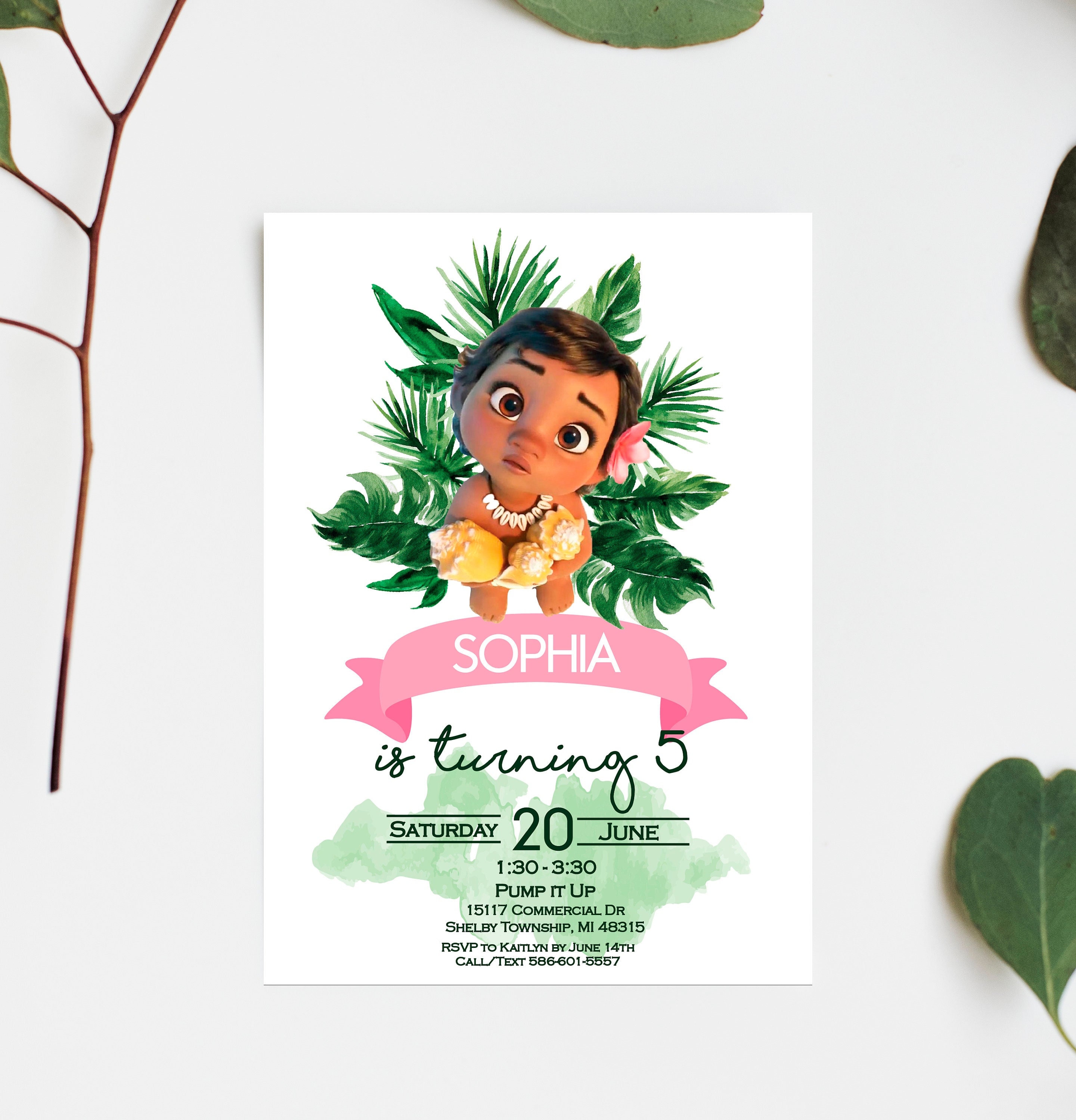 Cute Moana Invitation Moana Birthday Invitation Baby Moana - Etsy