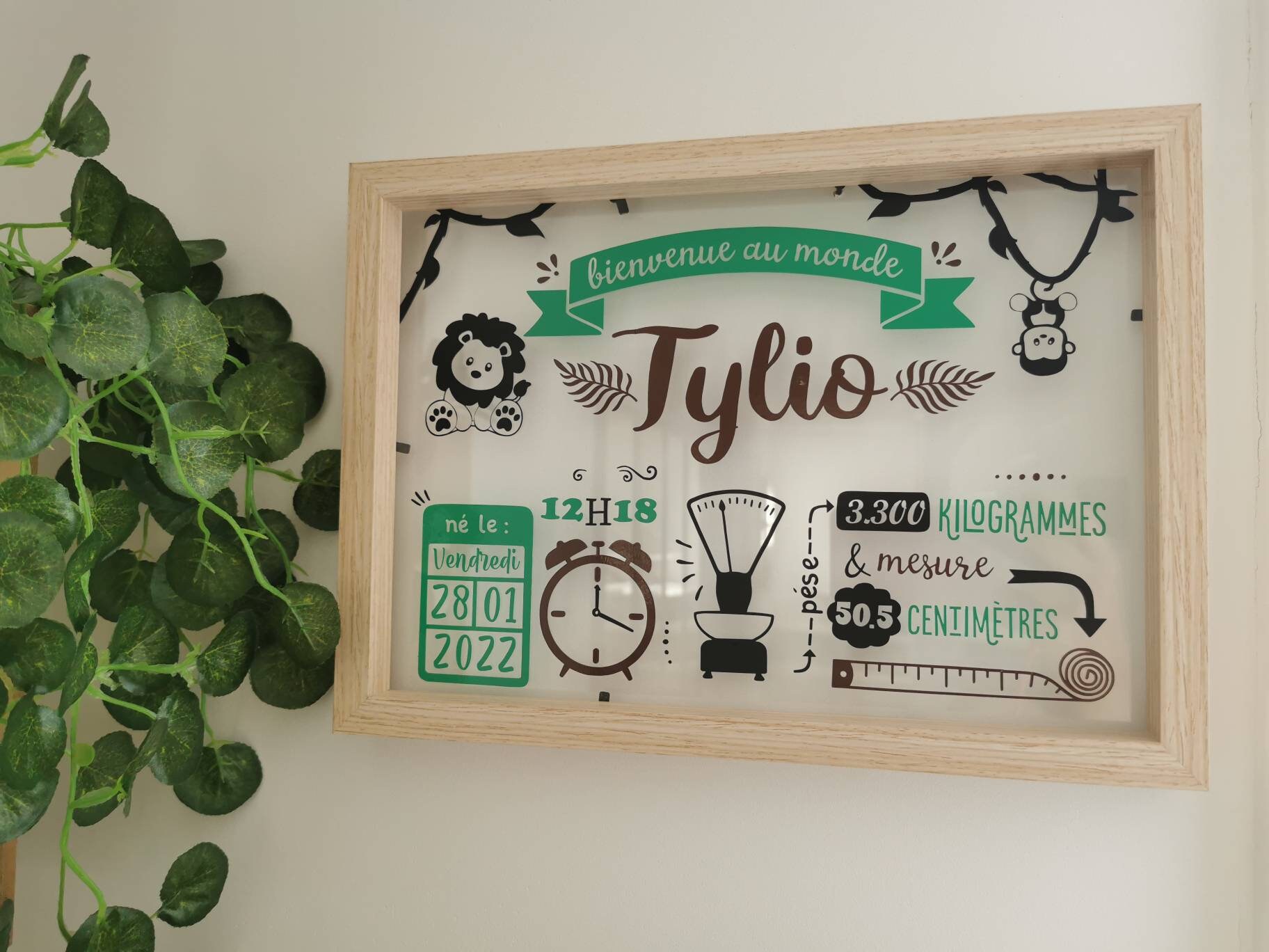 Cadre Naissance Personnalisé Thème Jungle