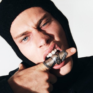 Handmade Hinged Knight Ring: Sterling Silver 925, Unisex