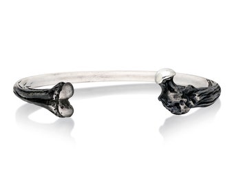 Handmade Sterling Silver Bone Bracelet - Unisex Adjustable Design