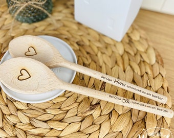 Personalized wooden cooking spoon with engraving: It tastes best with Grandma/Grandpa! | Gift mom | Grandma | Grandpa | father