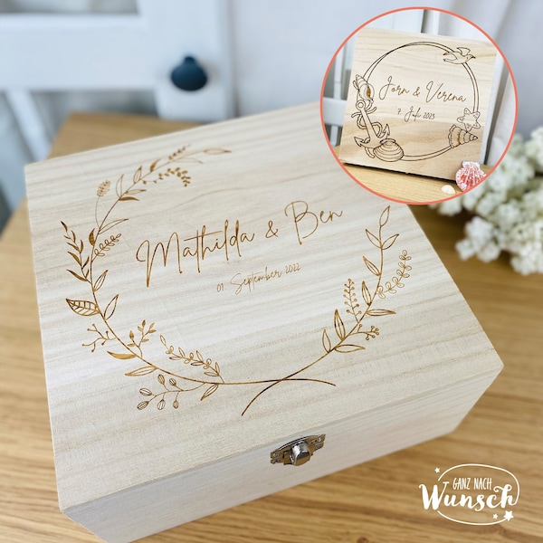 Erinnerungskiste zur Hochzeit | Personalisierte Erinnerungsbox | Holzkiste mit Gravur | Geschenk zur Hochzeit | Erinnerungskiste | Mr Mrs