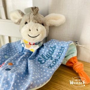 Sterntaler | Baby blanket | Comfort blanket | Gift for birth | Comfort blanket | with embroidery | personalizable | Baby | Muslin | Donkey Emmi