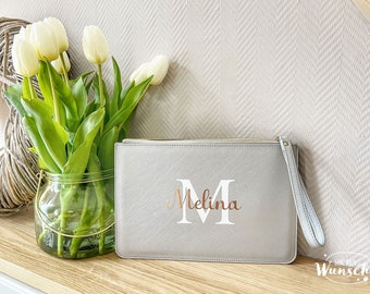 Personalisierte Clutch | Brautgeschenk | Handtasche für die Hochzeit | Brauttasche | Pouch Ivory | mit Brautname | Geschenk für Freundin