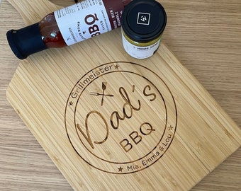 Cutting board with engraving | bread board | wooden board | Gift for Father's Day | Dad | Grandpa | serving board | BBQ | Christmas present dad