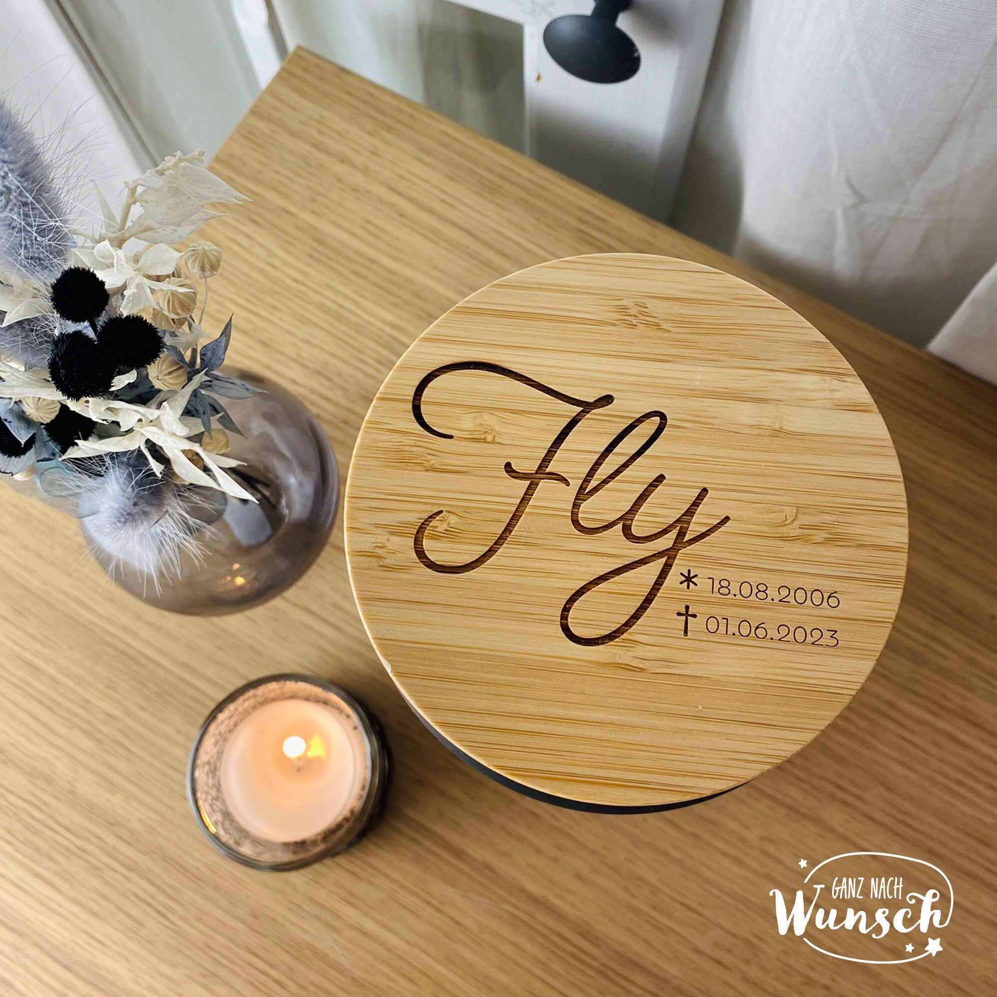 Personalisierte Haustierurne Aus Holz Mit Fotogravur - 16x11x11cm Für Hunde Und Katzen