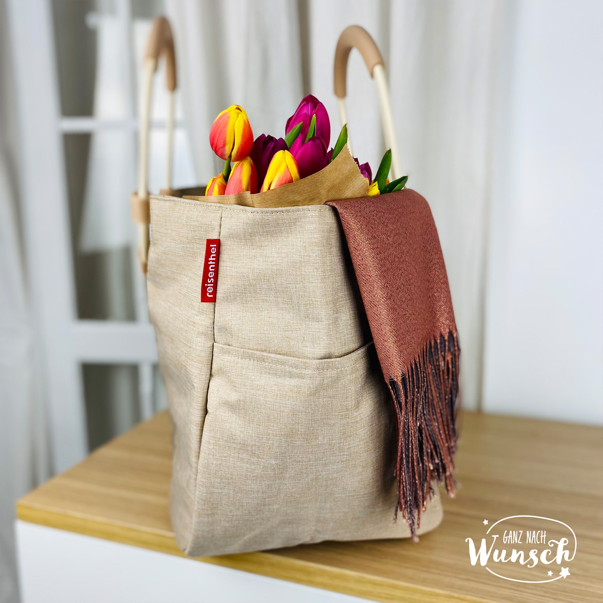 Planetee Shopper Tasche | 'Glück Ist Eine Wie Dich Zu Haben' | Baumwolle | 27 Liter | Marineblau