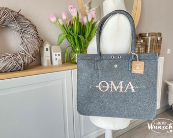 Filz City Shopper personalisiert | Filz | Tasche mit Namen Initial | Oma | Einkaufstasche | Muttertag Geschenk für Oma Mama Freundin