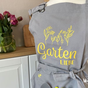 Schürze personalisierte Schürze Gartenschürze Garten Gartenliebe Schutzkleidung Grillschürze Latzschürze Bild 2