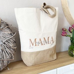 Jute Shopper MOM Bag Tragetasche personalisiert Shopper Beutel Baumwolltasche Jute Tasche Mama I Geschenk I Mama I Bild 2