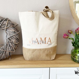 Jute Shopper MOM Bag Tragetasche personalisiert Shopper Beutel Baumwolltasche Jute Tasche Mama I Geschenk I Mama I Bild 1