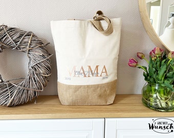 Jute Shopper | MOM | Bag | Tragetasche personalisiert | Shopper | Beutel | Baumwolltasche | Jute Tasche Mama I Geschenk I Mama I