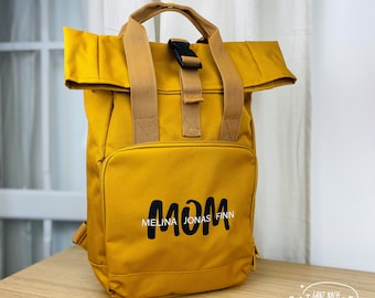 Personalisierter Rucksack | Mama | Wickeltasche | Laptoptasche | Tasche | Rolltop | Muttertag | MOM | OMA | Papa | Opa |Tante | Onkel