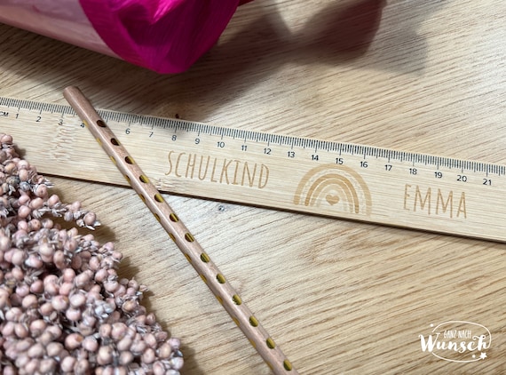 Lineal aus Holz 30cm personalisiert | Holzlineal 20cm | Lasergravur | Geschenk für Lehrer | Geschenk zur Einschulung | Einschulung  | Schule