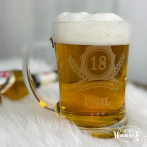 Beer glass with engraving | Beer mug | Personalized beer glass | Birthday gift | 18th birthday | Beer glass | engraved beer glass