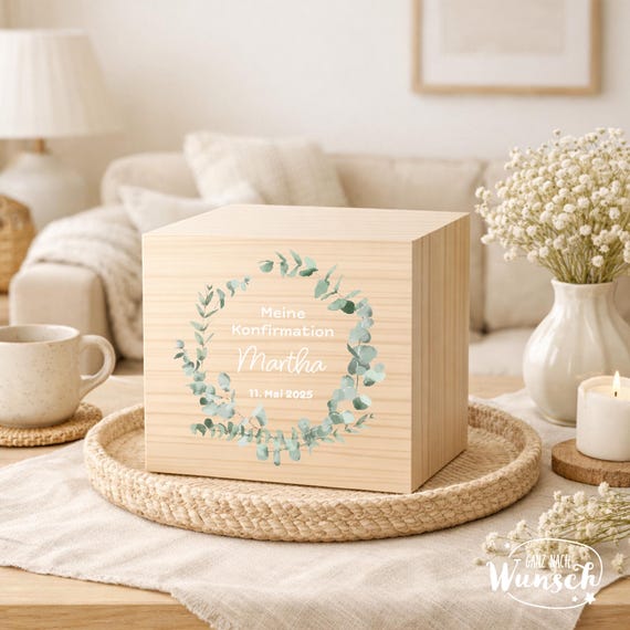 Personalisierte Erinnerungskiste zur Konfirmation, Erinnerungsbox aus Holz mit Namen, Konfirmationsgeschenk Andenken