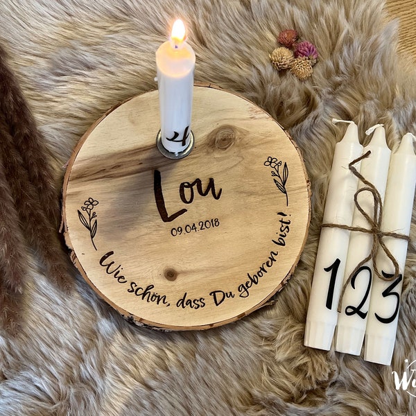 Birthday candle personalized | Tree slice | birthday | Life candle | Birthday board | Gift | birthday wreath | Birthday train