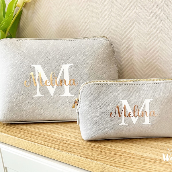 Personalisierte Kosmetiktasche mit Initial und Name | Personalisierter Kosmetikbeutel | personalisierte Kulturtasche | Schminktasche