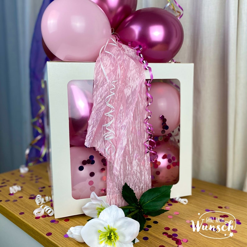 Konfirmation Geschenkbox für Mädchen mit Ballons, Personalisierte Dekoration, Kreative Luftballonverpackung, Einzigartige Erinnerung Bild 5