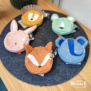 Portemonnee Kinder personalisiert, Trixie Baby Geldbeutel mit Namen, Geldböre, Portemonnaie, niedliche Tierdesigns, Geschenk für Kinder