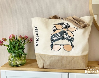 Jute Shopper | XL | Bag | Tragetasche personalisiert | Markttasche | Momlife | Mommybag | Tasche für Mütter | Familybag | Muttertag