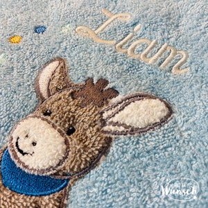 Hooded towel personalized with name Towel embroidered Sterntaler donkey Emmi Birth gift Baptism With a hoodie image 4