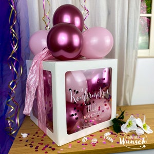 Konfirmation Geschenkbox für Mädchen mit Ballons, Personalisierte Dekoration, Kreative Luftballonverpackung, Einzigartige Erinnerung Bild 7