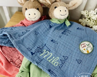 Sterntaler Schmusetuch Esel Emmilius & Emmily | personalisiert mit Namen | bestickt | Geschenk zur Geburt / Taufe / Baby | Kuscheltuch