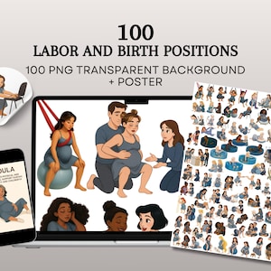 100 positions d&#39;accouchement PNG Poses d&#39;accouchement, positions de travail et d&#39;accouchement, idéales pour les éducatrices en accouchement, les doulas et l&#39;enseignement prénatal