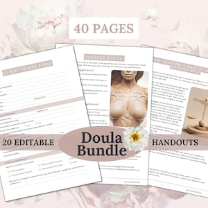 Editable Birth Doula Welcome Package with Breastfeeding, Pumping, Lactostasis, Storing, Newborn Sleep Patterns handouts in Doula Bundle