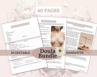 Editable Birth Doula Welcome Package with Breastfeeding, Pumping, Lactostasis, Storing, Newborn Sleep Patterns handouts in Doula Bundle