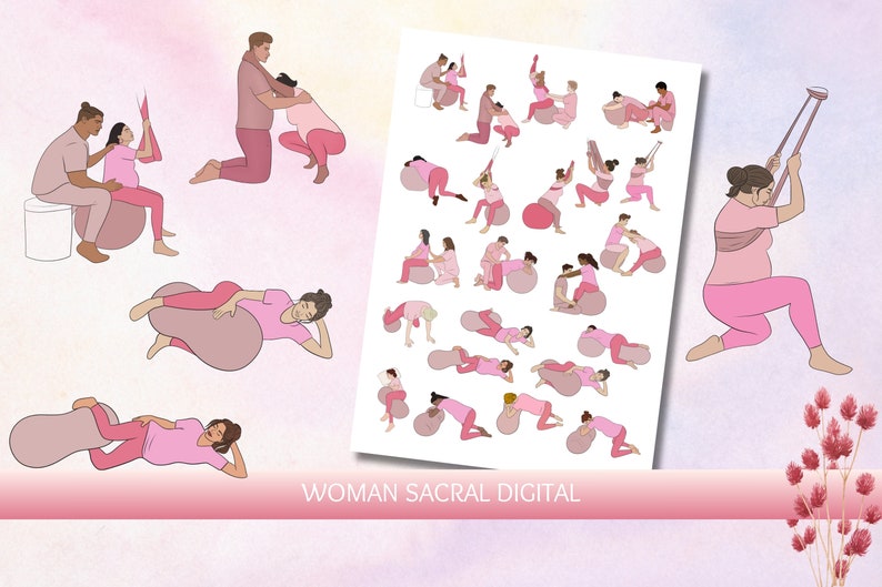 75 Labor and Delivery Positions Pink PNG. Labour and Natural Birth ...