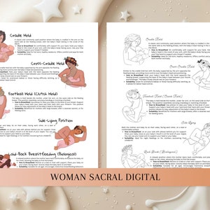 Breastfeeding Positions Illustration & Breastfeeding Handout Postpartum Doula Handouts Lactation Consultant IBCLC image 7