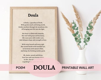 Beautiful Doula Poem Poster: Celebrate the Power of Birth. Editable gift for doula! Digital download.