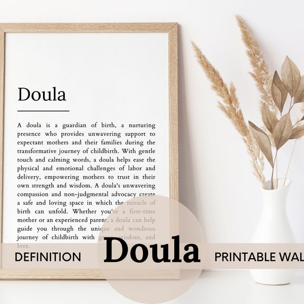 Doula definition printable wall art. Editable gift for doula. Doula office digital wall art.