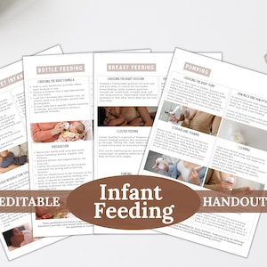 Viktigt redigerbart referensblad om spädbarnsmatning för nyblivna föräldrar, doulas, barnmorskor och amningskonsulter.