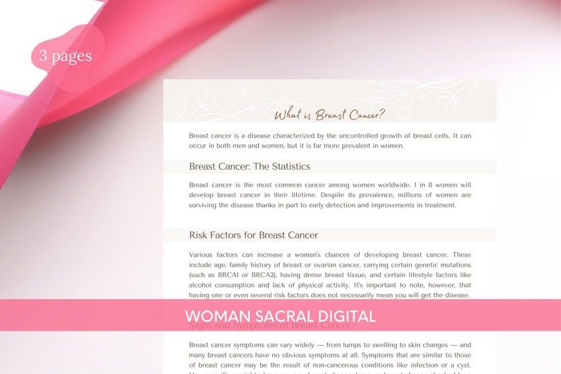 Breast Cancer Awareness Digital Handout - Editable Handout for Doulas ...