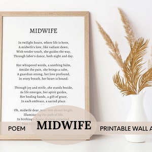Digital Editable &quot;Love Divine&quot; Midwife Poem, Personalized Gift, Nursery Decor, Birth Support, Printable Wall Art, Midwifery Tribute