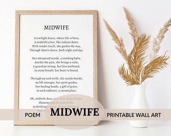 Digital Editable &quot;Love Divine&quot; Midwife Poem, Personalized Gift, Nursery Decor, Birth Support, Printable Wall Art, Midwifery Tribute