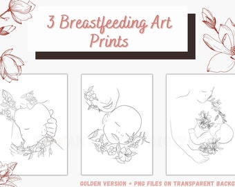 Breastfeeding Art for lactation consultant office decor, doula gift, midwife gift. Mothers Day Art, Breastfeeding line art poster.