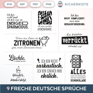 Bundle Plotterdatei Deutsche Sprüche SVG PNG Tasche Zitate Schneidedatei Clipart Sprüche selbst drucken Silhouette Plotter svg’s saying